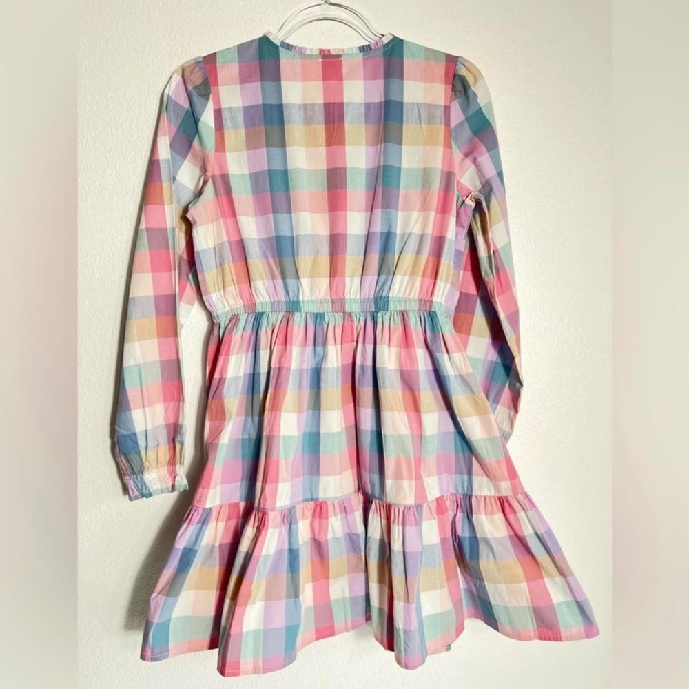 J. Crew Girls Preppy Plaid‎ Button Front Tiered Pastel Party Spring Dress 14 - Picture 3 of 9